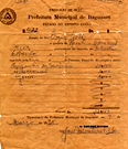 Documento emitido pela Prefeitura de Itaguau dando conta de que Cesar Gobbo,(Cesarino Gobbo), comprou um Engenho de moer Cana de aucar em 1939.